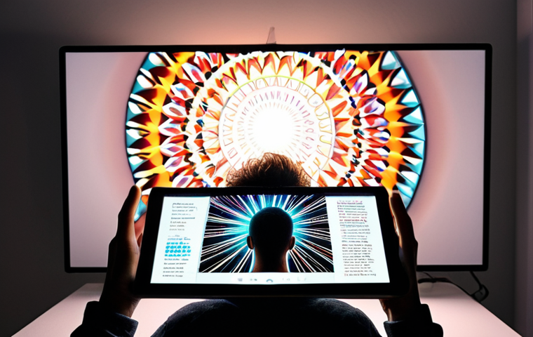 A non-artist or a blogger sits in a modern, well-lit room, looking amazed at a tablet or computer monitor. The screen dynamically displays a kaleidoscope of diverse, high-quality, and imaginative visuals, rapidly transforming from simple text prompts. Conceptual lightbulbs or sparks of inspiration emanate from the screen, symbolizing instant creativity and the overcoming of mental blocks. The scene should convey effortless innovation and the democratization of visual content for everyone. Realistic, vibrant, cinematic lighting.