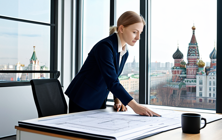 **
"A professional female architect in a modern, minimalist office in Moscow, fully clothed in stylish, modest business attire, reviewing blueprints with a colleague. Large windows overlook the cityscape. Safe for work, appropriate content, perfect anatomy, natural proportions, professional architectural photography, high quality, family-friendly."
**