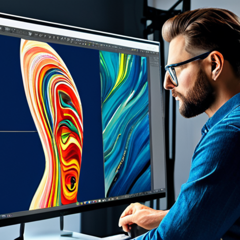 AI as a Creative Tool**
"A professional digital artist working on a vibrant digital painting using AI-powered software on a large monitor, fully clothed, modern studio environment, appropriate content, safe for work, perfect anatomy, natural proportions, professional digital art, high quality."
**