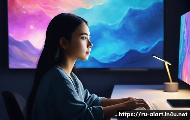 AI 아트 소프트웨어 - **Prompt 1: The Dawn of Digital Inspiration**
    A young adult, male or female, with a look of prof...