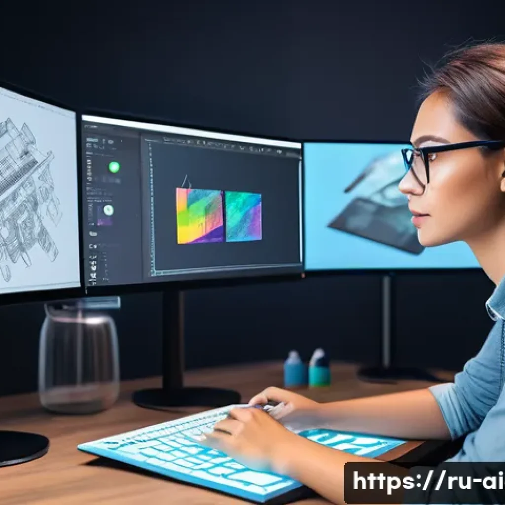 AI 예술과 라이브 일러스트 - A digital artist in a modern studio using a large touchscreen graphic tablet and stylus to create a ...