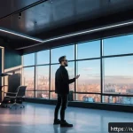 Home 19 AI 예술과 딥페이크 - A futuristic digital artist's studio in Moscow, featuring a large holographic screen displaying anim...